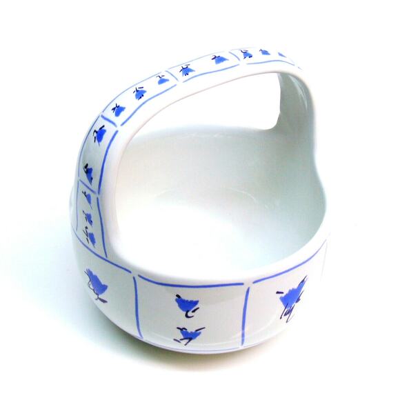 VTG 1987 Block Bernarda BLUE FIELDS BASKET Portugal Pottery J Prince & G Gulotta - Picture 1 of 6